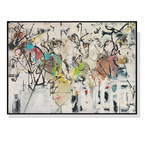 HomeDiscount-Wall Art 50cmx70cm Abstract White Dream Black Frame Canvas