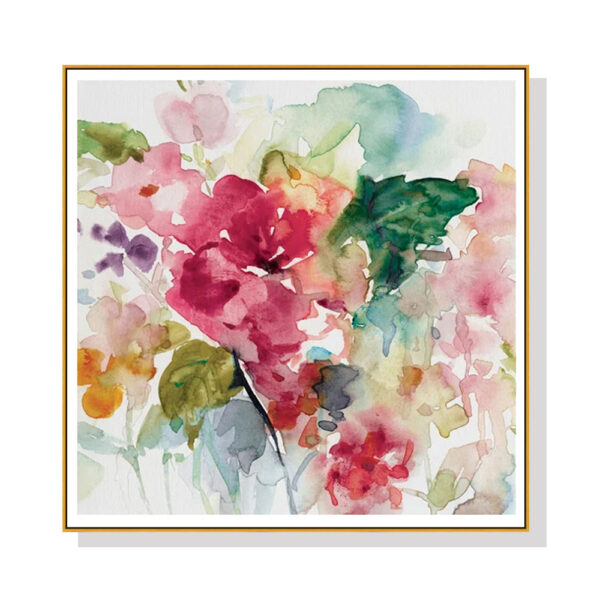 HomeDiscount-Wall Art 50cmx50cm Floral Brunch Gold Frame Canvas