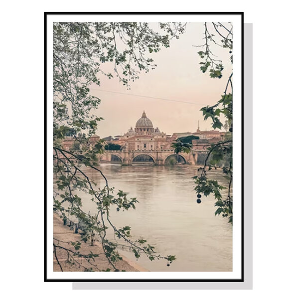 HomeDiscount-Wall Art 50cmx70cm Rome City Black Frame Canvas