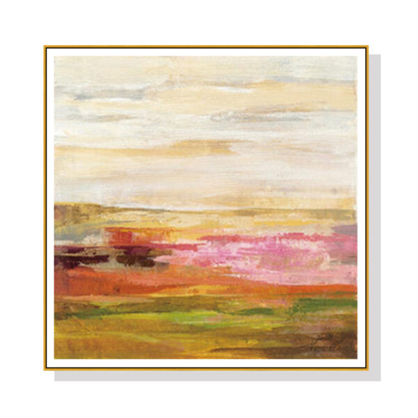 HomeDiscount-Wall Art 50cmx50cm Blooming Field Gold Frame Canvas