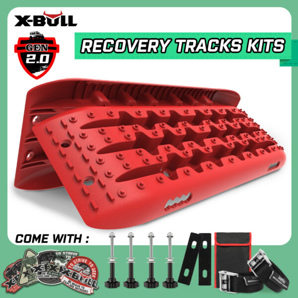 HomeDiscount-Recovery tracks Sand Trucks Offroad With 4PCS Mounting Pins 4WD Gen 2.0- red