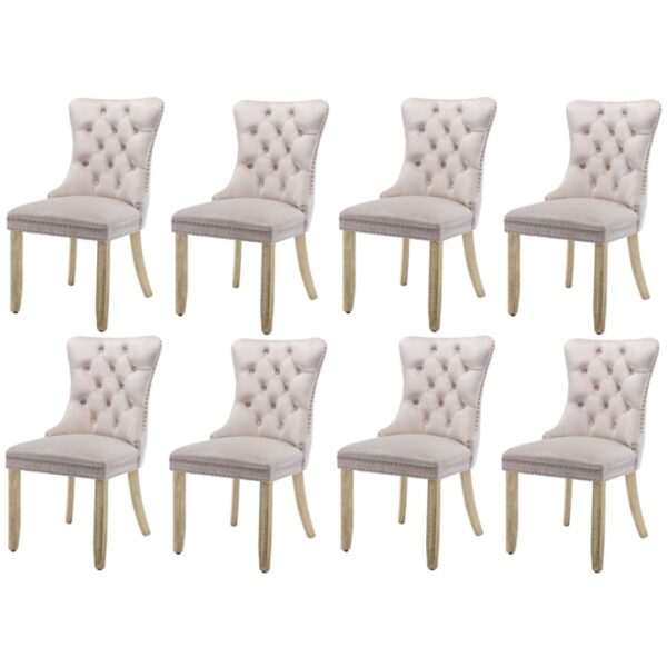 HomeDiscount-8x Velvet Dining Chairs Upholstered Tufted Kithcen Chair with Solid Wood Legs St