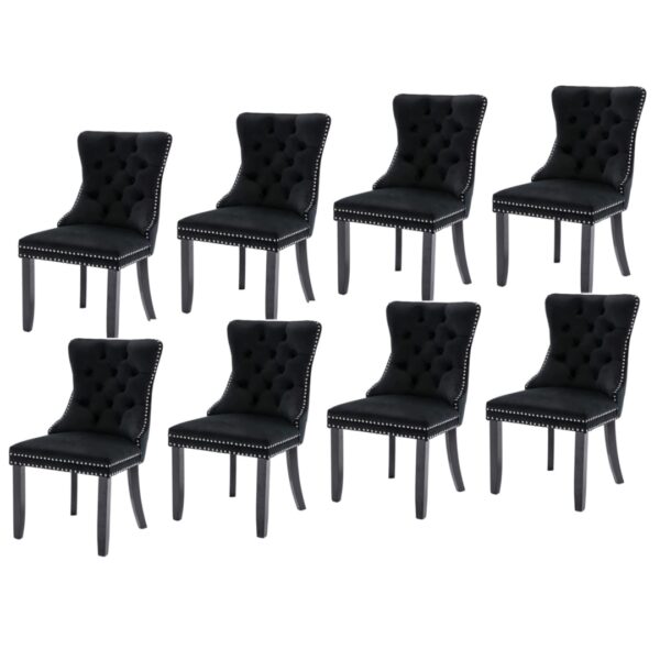 HomeDiscount-8x Velvet Dining Chairs Upholstered Tufted Kithcen Chair with Solid Wood Legs St