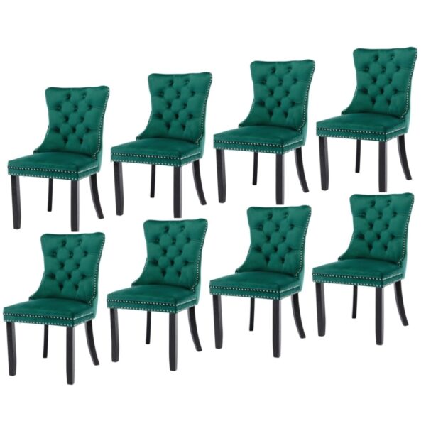 HomeDiscount-8x Velvet Dining Chairs- Green