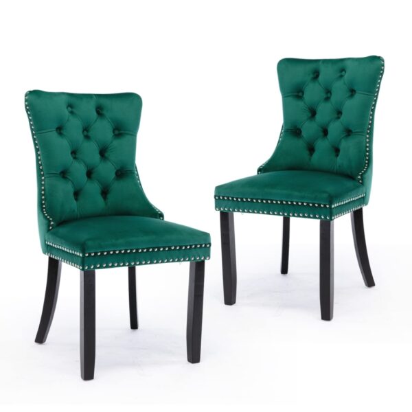 HomeDiscount-2x Velvet Dining Chairs- Green