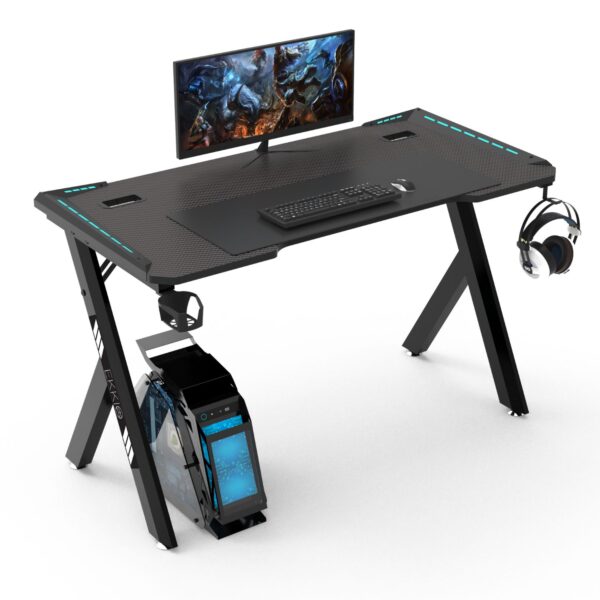 HomeDiscount-RGB Gaming Desk Y Shape Black 100cm