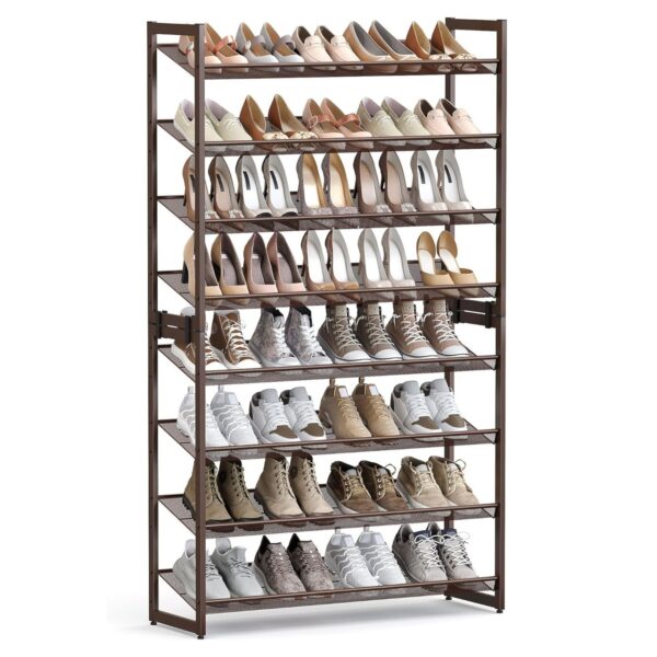 HomeDiscount-8-Tier Shoe Rack Storage 32 pairs with Adjustable Shelves Bronze