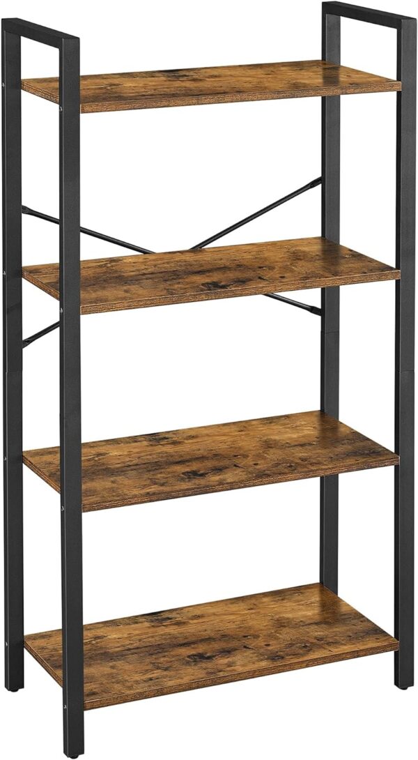 HomeDiscount-4-Tier Bookshelf Storage Rack with Steel Frame for Living Room Office Study Hal