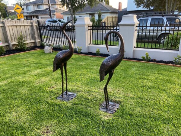 HomeDiscount-2 Piece Crane Couple Metal Statue Set