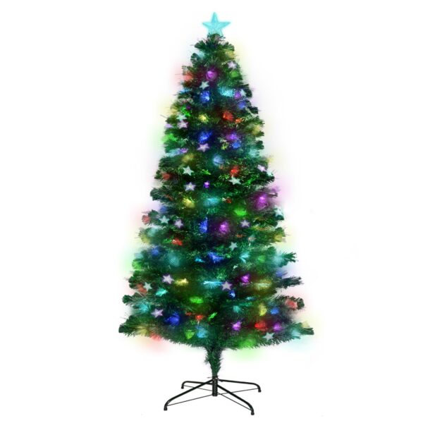 HomeDiscount-Christabelle 1.5m Enchanted Pre Lit Fibre Optic Christmas Tree Stars Xmas Decor