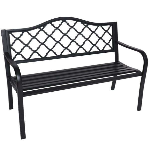 HomeDiscount-Steel Outdoor Garden Bench - Elegant