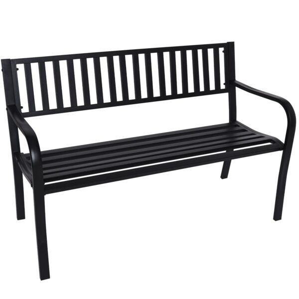 HomeDiscount-Steel Outdoor Garden Bench - Modern