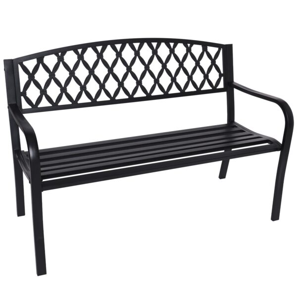 HomeDiscount-Steel Outdoor Garden Bench - Diamond