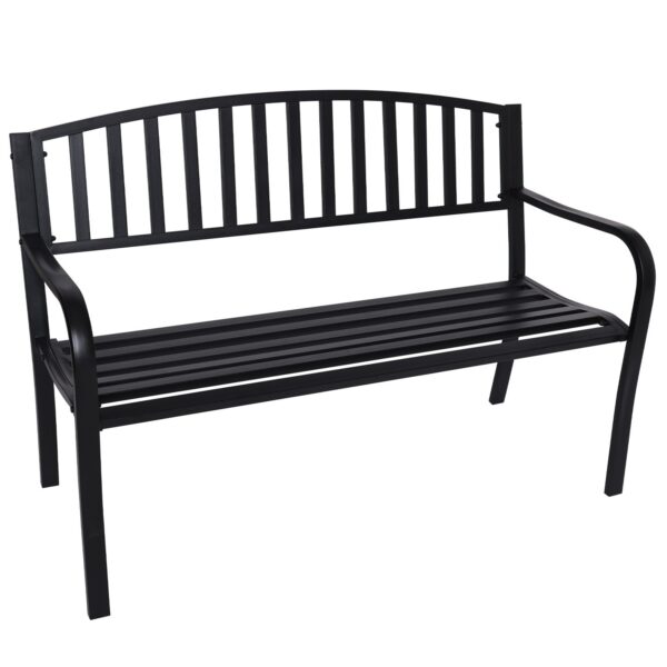 HomeDiscount-Steel Outdoor Garden Bench - Classic