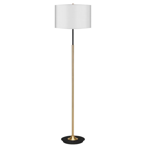 HomeDiscount-Metal Floor Lamp Brushed Brass Finish with White Shade