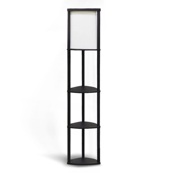 HomeDiscount-Wood Etagere Floor Lamp in Tripod Shape 3 Wooden Shelves