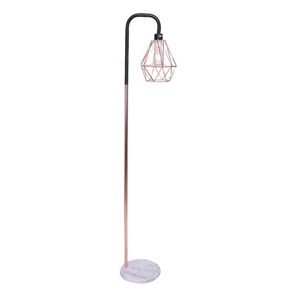 HomeDiscount-Rose Gold Floor Lamp with Geometric Shade