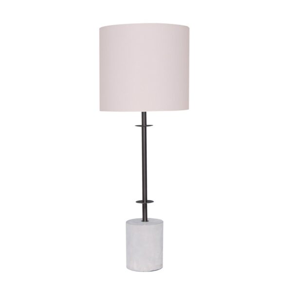 HomeDiscount-Concrete & Metal Table Lamp with Off-White Linen Shade