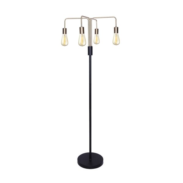 HomeDiscount-Modern Exposed Bulb 4-Arm Industrial Light Floor Lamp