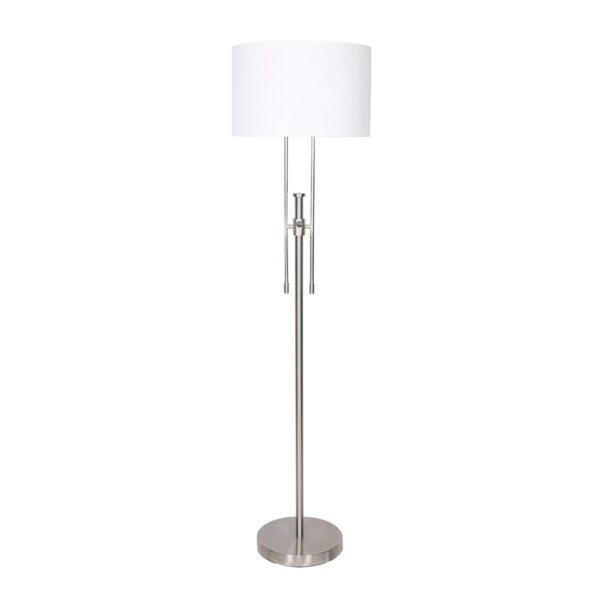 HomeDiscount-Brushed Nickel Height-Adjustable Metal Floor Lamp