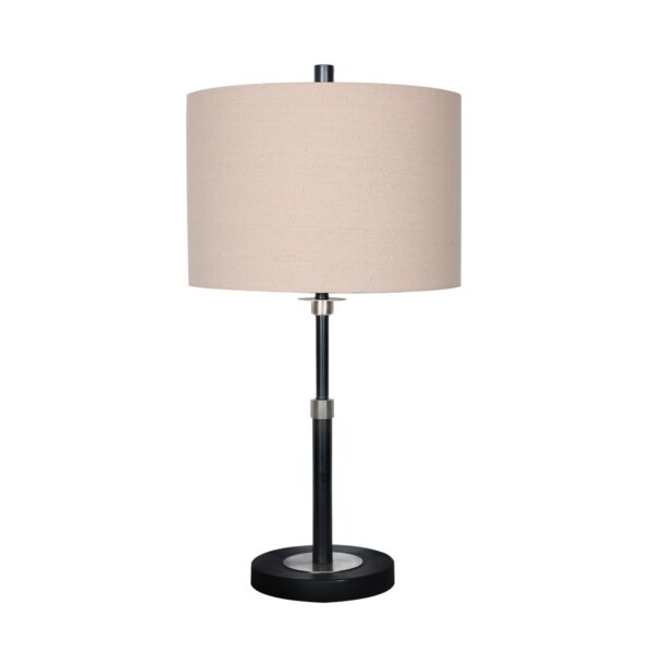 HomeDiscount-Metal Table Lamp with Linen Drum Shade