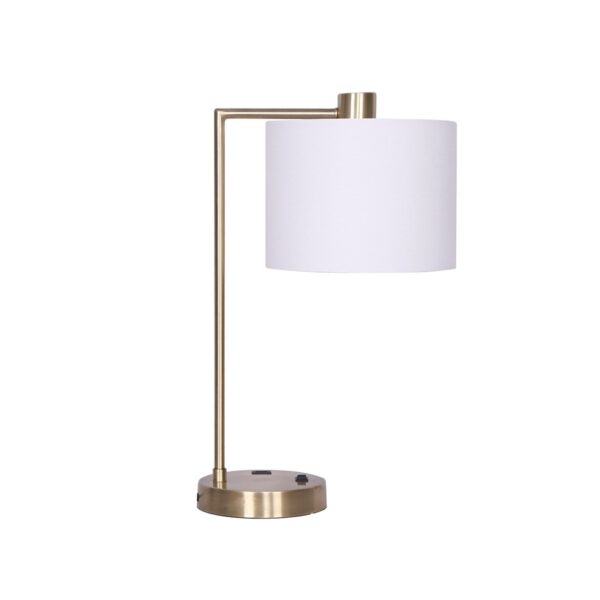 HomeDiscount-Metal Task Lamp with USB Charging Port Antique Brass Finish