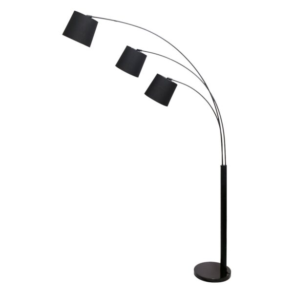 HomeDiscount-3-Light Arc Floor Lamp Adjustable Black 3 Shades