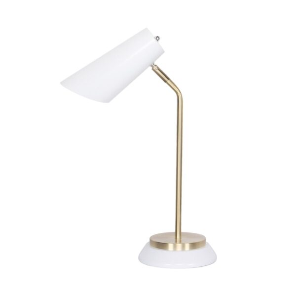 HomeDiscount-Electric Reading Light Table Lamp Brass Finish - White