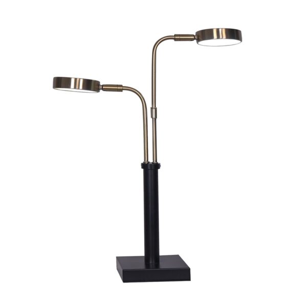 HomeDiscount-LED Metal Table Lamp with 2 Lights Brushed Gold Black Finish