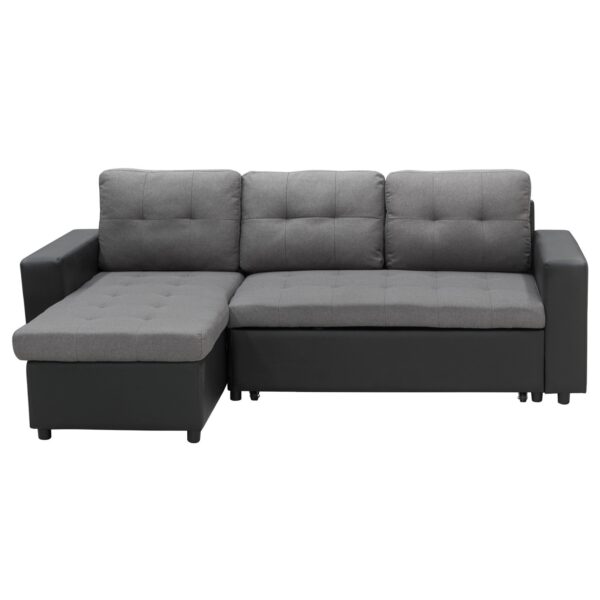 HomeDiscount-Corner Sofa Linen Lounge Couch L-shaped Modular Furniture Home Chaise Grey