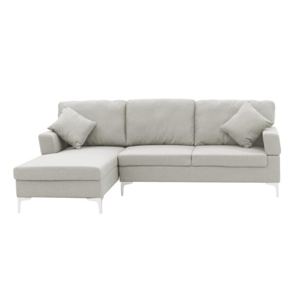 HomeDiscount-Linen Corner Sofa Couch Lounge L-shape W/right Chaise Seat Light Grey