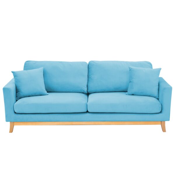 HomeDiscount-3 Seater Faux Velvet Wooden Sofa Bed Couch Furniture - Blue