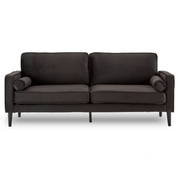 HomeDiscount-Faux Velvet Sofa Bed Couch Furniture Lounge Suite - Black