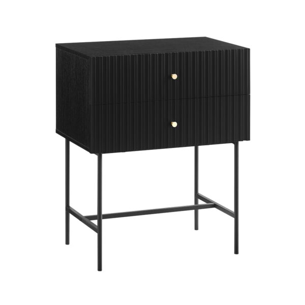 HomeDiscount-Arden Fluted 2-drawer Bedside Table Night Stand - Black