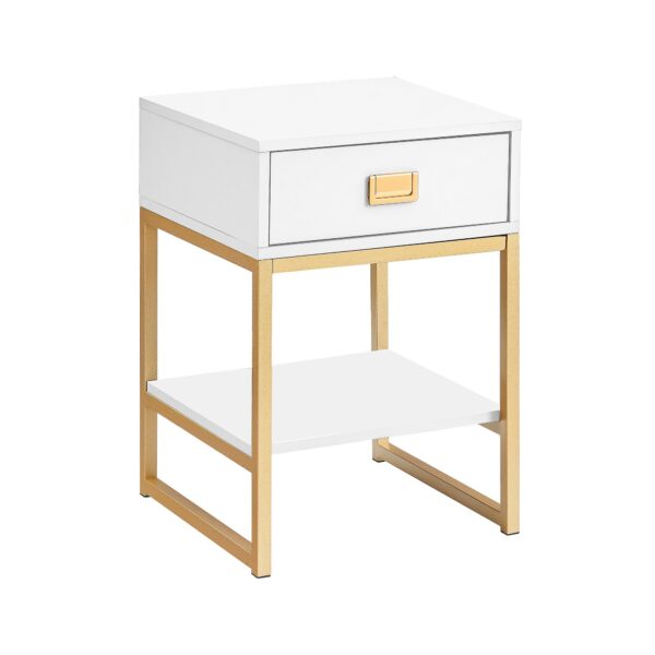 HomeDiscount-Alessia Bedside Table In White/gold