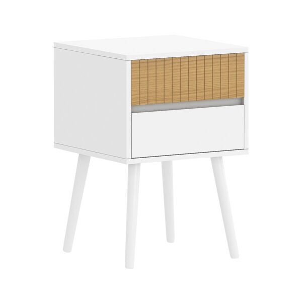 HomeDiscount-Clio Bedside Table Night Stand - White/natural