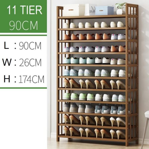 HomeDiscount-11 Tier Tower Bamboo Wooden Shoe Rack Corner Shelf Stand Storage Organizer