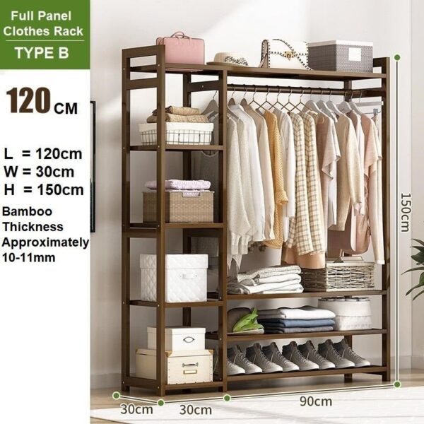 HomeDiscount-Bamboo Clothes Rack Garment Closet Storage Organizer Hanging Rail Shelf Dress ro