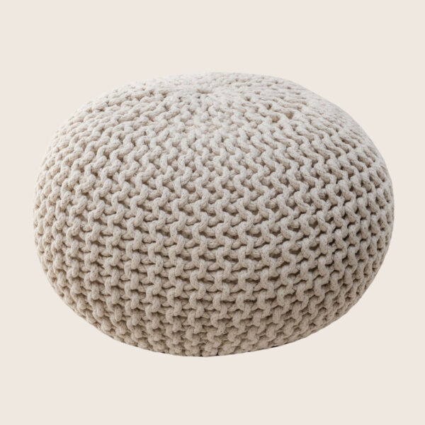 HomeDiscount-Braided Ottoman Pouffe Footstool Hand Knitted (Natural)