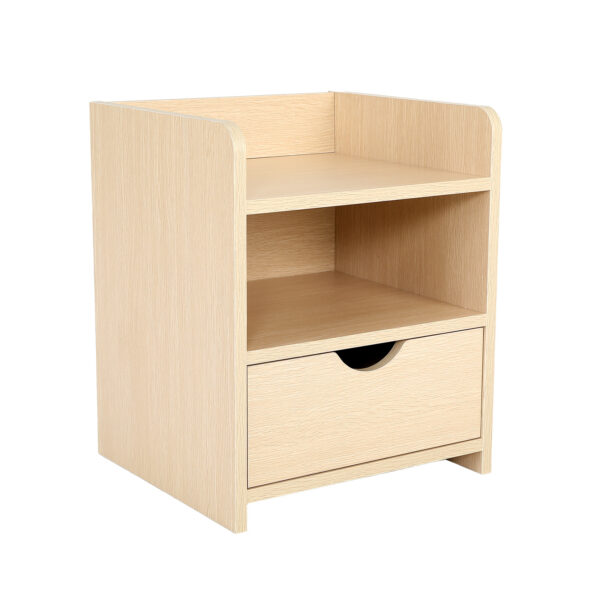 HomeDiscount-Bedside Table Side Storage Cabinet Nightstand Bedroom 1 Drawer 2 Shelf LARK OAK