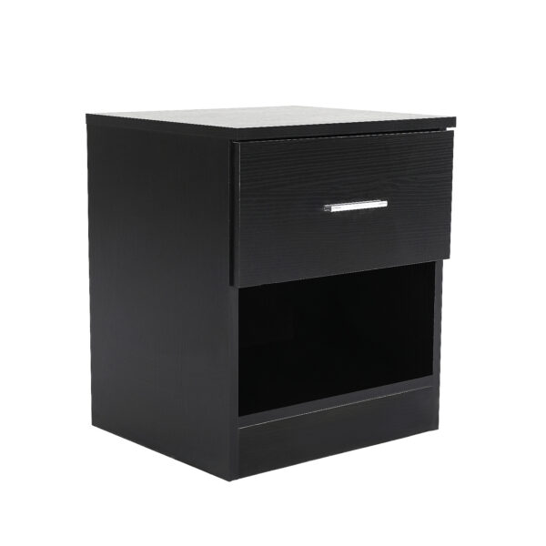 HomeDiscount-Bedside Table Side Storage Cabinet Nightstand Bedroom 1 Drawer 1 Shelf ELLA - BL