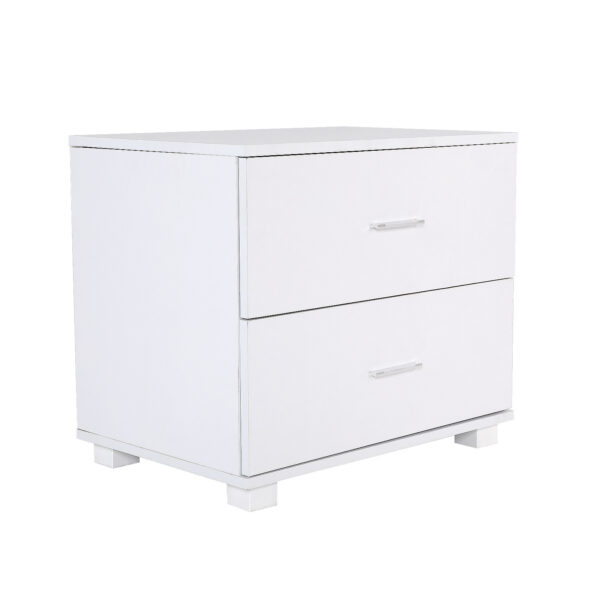 HomeDiscount-Bedside Table Side Storage Cabinet Nightstand Bedroom 2 Drawer Legs ETTA WHITE