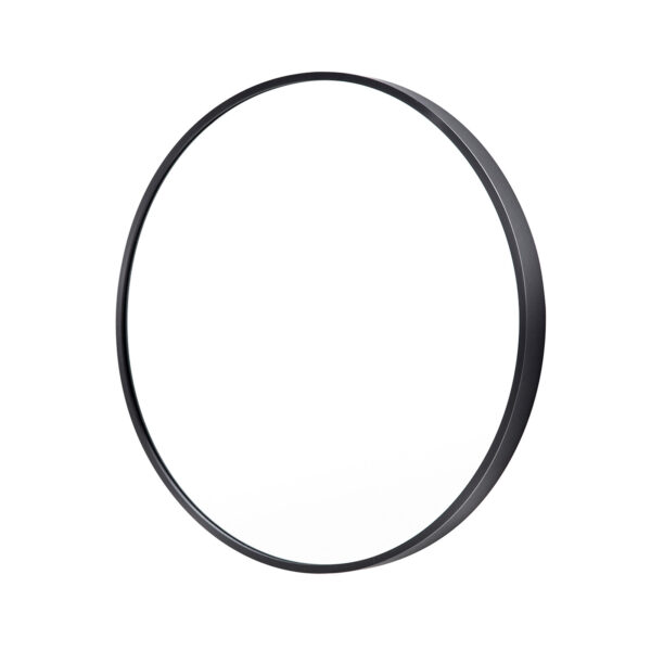 HomeDiscount-Wall Mirror Round Aluminum Frame Bathroom 80cm BLACK