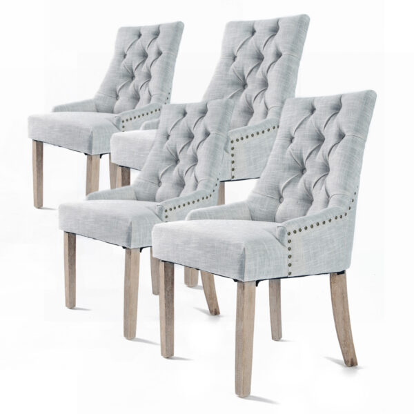 HomeDiscount-4X French Provincial Dining Chair Oak Leg AMOUR GREY