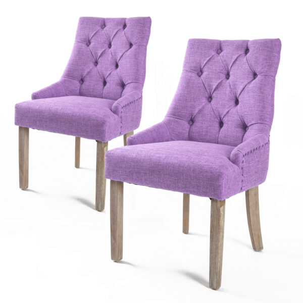 HomeDiscount-2X French Provincial Dining Chair Oak Leg AMOUR VIOLET