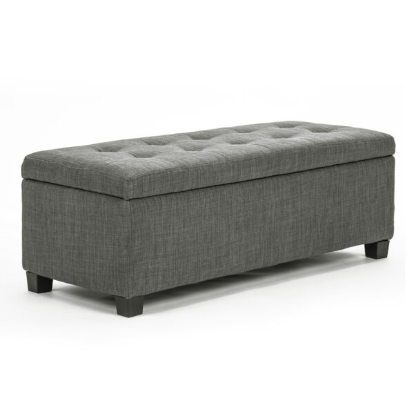 HomeDiscount-Storage Ottoman Stool 102cm Fabric DARK GREY