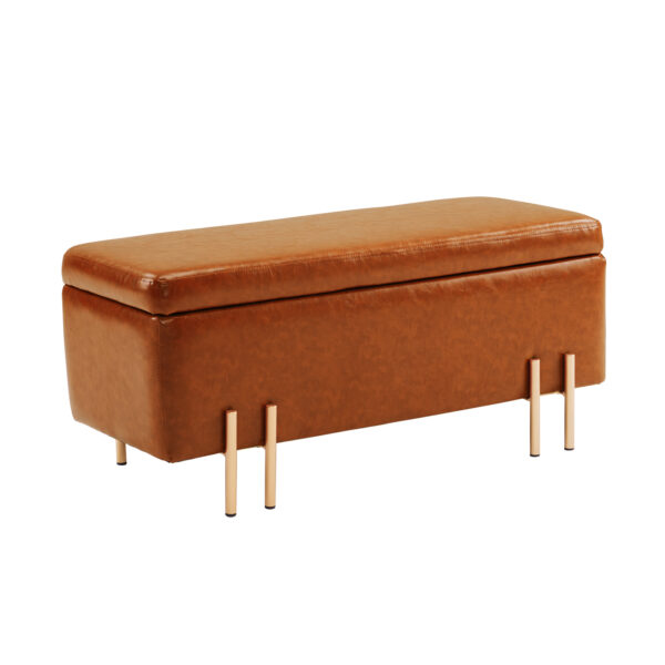 HomeDiscount-Storage Ottoman Stool Bench Seat 97cm PU Leather BROWN