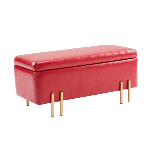 HomeDiscount-Storage Ottoman Stool Bench Seat 97cm PU Leather RED