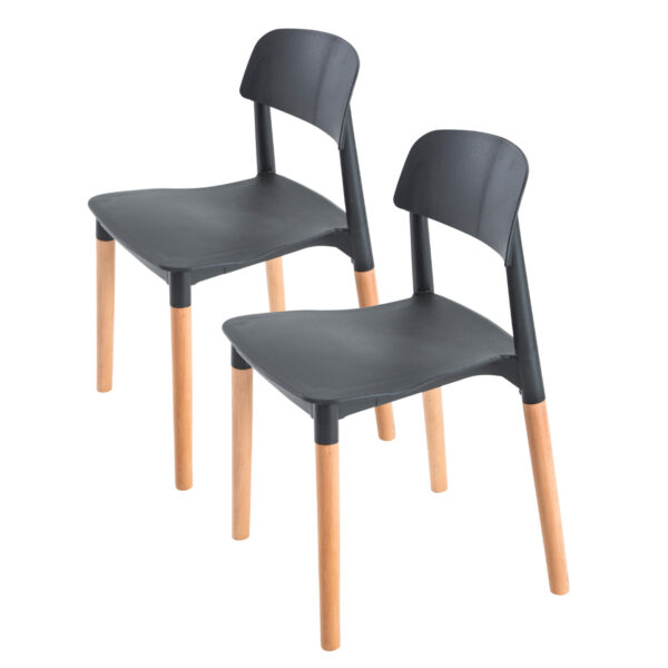 HomeDiscount-2X Retro Belloch Stackable Dining Cafe Chair BLACK