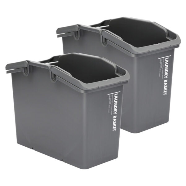 HomeDiscount-2 Set Stackable Multipurpose Laundry Basket Dark Grey